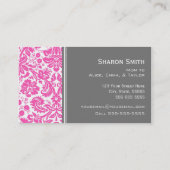 Roze grijze Damask roodkaarten Contactkaartje (Achterkant)