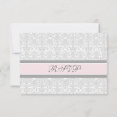 Roze grijze Damask RSVP-bruiloft RSVP Kaartje (Achterkant)