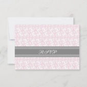 Roze grijze Damask RSVP-bruiloft RSVP Kaartje (Achterkant)