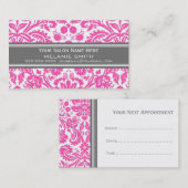 Roze grijze Damask Salon Appointcards Afsprakenkaartje (Voorkant / Achterkant)