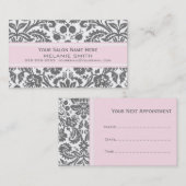 Roze grijze Damask Salon Appointcards Afsprakenkaartje (Voorkant / Achterkant)