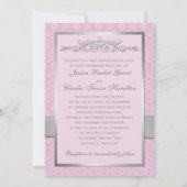 Roze, grijze Damask Scroll Weddenschap Kaart (Achterkant)