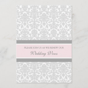 Roze grijze Damask Wedding Vow Renewal Uitnodiging