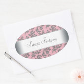 Roze Grijze Damast Envelope Zegel Feest Label (Envelop)