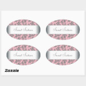 Roze Grijze Damast Envelope Zegel Feest Label (Vel)