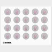 Roze & grijze diamant wijn glas vrijgezellenfeest  ronde sticker (Vel)