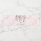 Roze grijze dromenvanger veren Boho Waterfles Etiket (Enkel label)