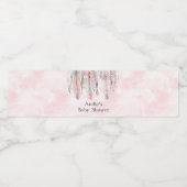 Roze Grijze Droomvanger Veren Boho Waterfles Etiket (Enkel label)