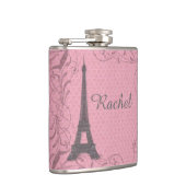  roze grijze Eiffeltoren kolf Heupfles (Rechts)