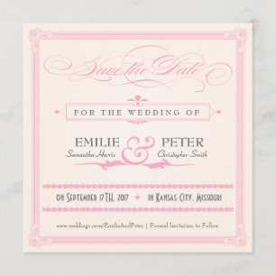 Roze, grijze en Cream Poster stijl Opslaan Datum Save The Date