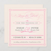 Roze, grijze en Cream Poster stijl Opslaan Datum Save The Date (Voorkant / Achterkant)