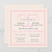 Roze, grijze en cream Poster Style Weddenschap Kaart (Voorkant / Achterkant)