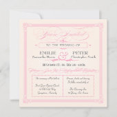 Roze, grijze en cream Poster Style Weddenschap Kaart (Voorkant)