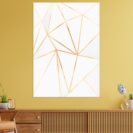 Roze, grijze en goudgeo canvas afdruk (Insitu (Woonkamer))