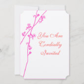 Roze, grijze en koraalbloemige vertakkingen bruilo kaart (Voorkant)