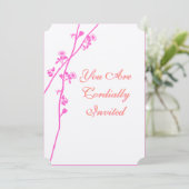 Roze, grijze en koraalbloemige vertakkingen bruilo kaart (Staand voorkant)