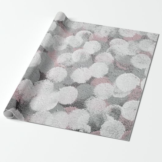 Roze grijze en witte Abstracte Stippen Cadeaupapier (Uitgerold)