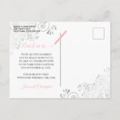 Roze, grijze en witte bruiloft Opslaan Datum kalen Aankondigingskaart (Achterkant)