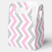 Roze grijze en witte chevron bruiloft bedankdoosjes (Geopend)