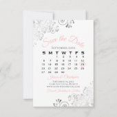 Roze grijze en witte eenvoudige legante bruiloft k save the date (Voorkant)