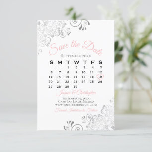 Roze grijze en witte eenvoudige legante bruiloft k save the date