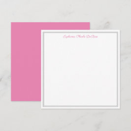 Roze grijze en witte elegante vierkant flat bedankkaart