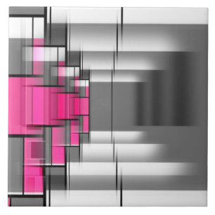 Roze grijze en witte geometrische patronen tegeltje