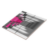 Roze grijze en witte geometrische patronen tegeltje (Zijkant)