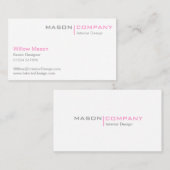 Roze grijze en witte minimale Visitekaartje (Voorkant / Achterkant)