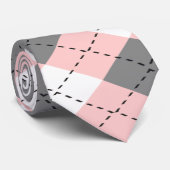 Roze, grijze en witte stekels stropdas (Opgerold)