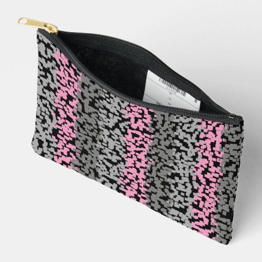 Roze, grijze en zwarte digitale pixelstrepen etui (Open)