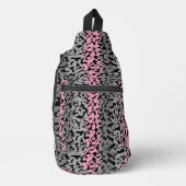 Roze, grijze en zwarte digitale pixelstrepen sling bag (Voorkant)