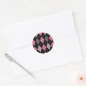 Roze, grijze en zwarte stijlvol ontwerp ronde sticker (Envelop)