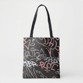 Roze, grijze en zwarte Urban Graffiti-stijl Tote Bag (Voorkant)