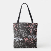 Roze, grijze en zwarte Urban Graffiti-stijl Tote Bag (Achterkant)