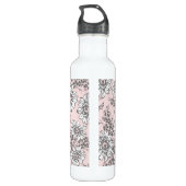Roze grijze Floral Aangepaste naam Waterfles (Achterkant)