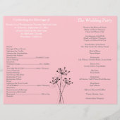 Roze, grijze Floral, Chevron Wedding Programme (Achterkant)