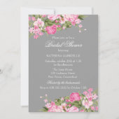 Roze grijze Floral Shabby Chic Vrijgezellenfeest I Kaart (Voorkant)