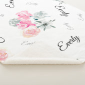 Roze grijze Floral waterverf Sherpa Deken (3/4)