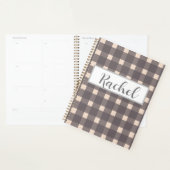 Roze grijze Gingham, gepersonaliseerd Planner (Display)