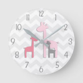 Roze grijze Giraffe wandklok (Voorkant)