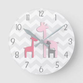 Roze grijze Giraffe wandklok