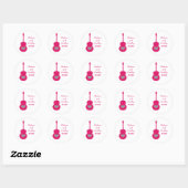Roze/grijze gitaarhartweddenkers ronde sticker (Vel)