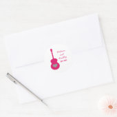 Roze/grijze gitaarhartweddenkers ronde sticker (Envelop)