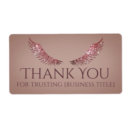 Roze grijze glitter wimpers zalm label (Voorkant)