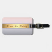 Roze grijze gradiënt Roos Gold Monogram Bagagelabel (Voorkant horizontaal)