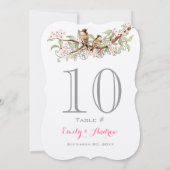 Roze grijze groene liefdesvezel-wedstabel kaart (Achterkant)