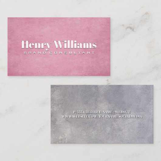 Roze Grijze Grunge Textuur Visitekaartje (Voorkant / Achterkant)
