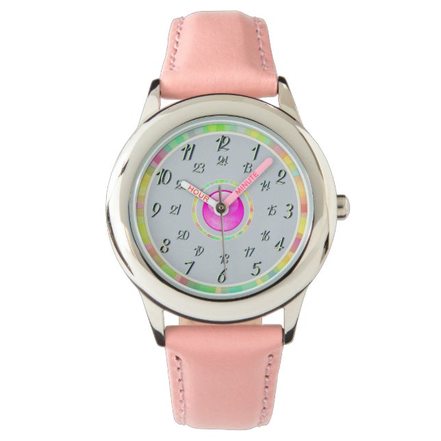 Roze grijze harten bekijken horloge (Voorkant)