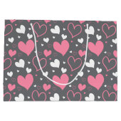 Roze & grijze harten cadeautas (Achterkant)